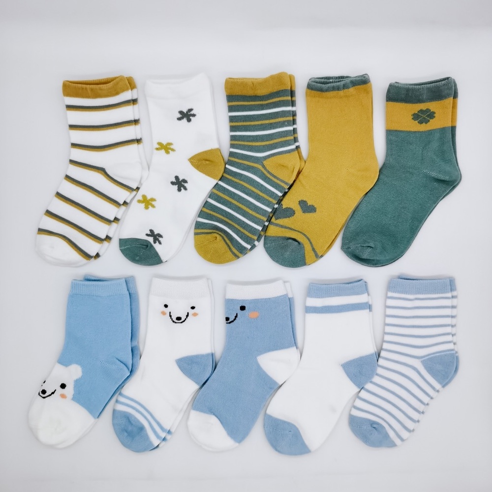 Colorful Kids Socks Set - Stripes & Smiles